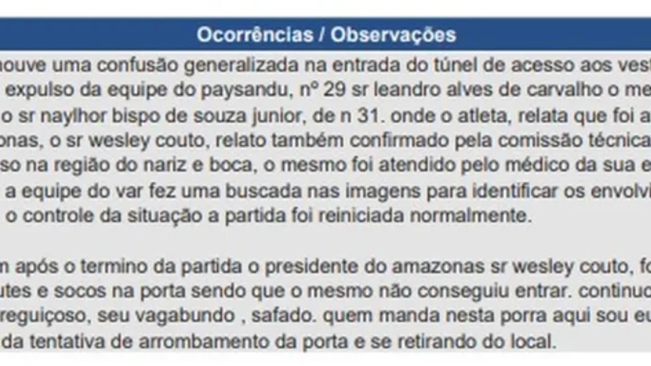 Zagueiro do Paysandu ficou com a camisa manchada de sangue após socá-lo na boca e acusou presidente do time adversário