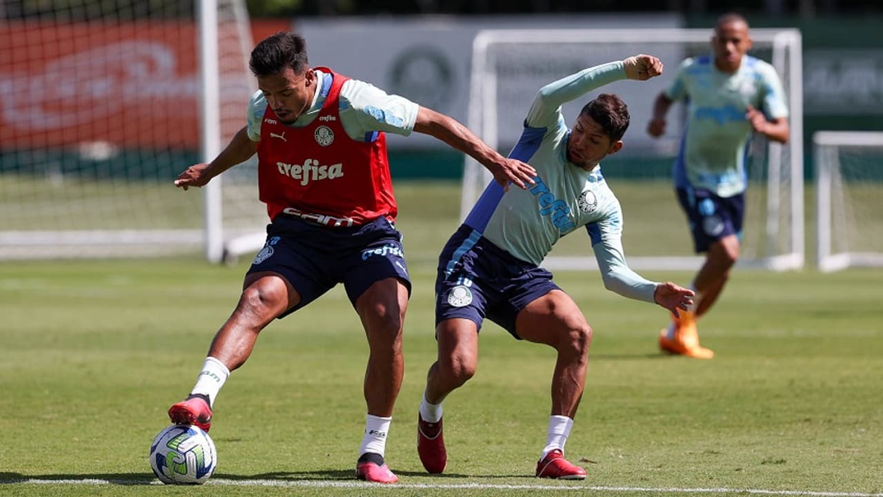 Veiga e Rony treinaram com o elenco enquanto o Palmeiras encerrava a preparação para a Copa do Brasil;   veja provável time