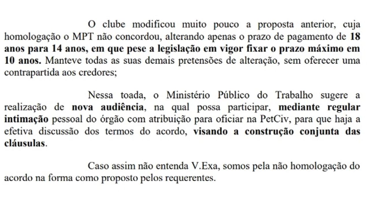 MPT rejeita proposta de segundo acordo RCE entre Comitê de Credores e Botafogo