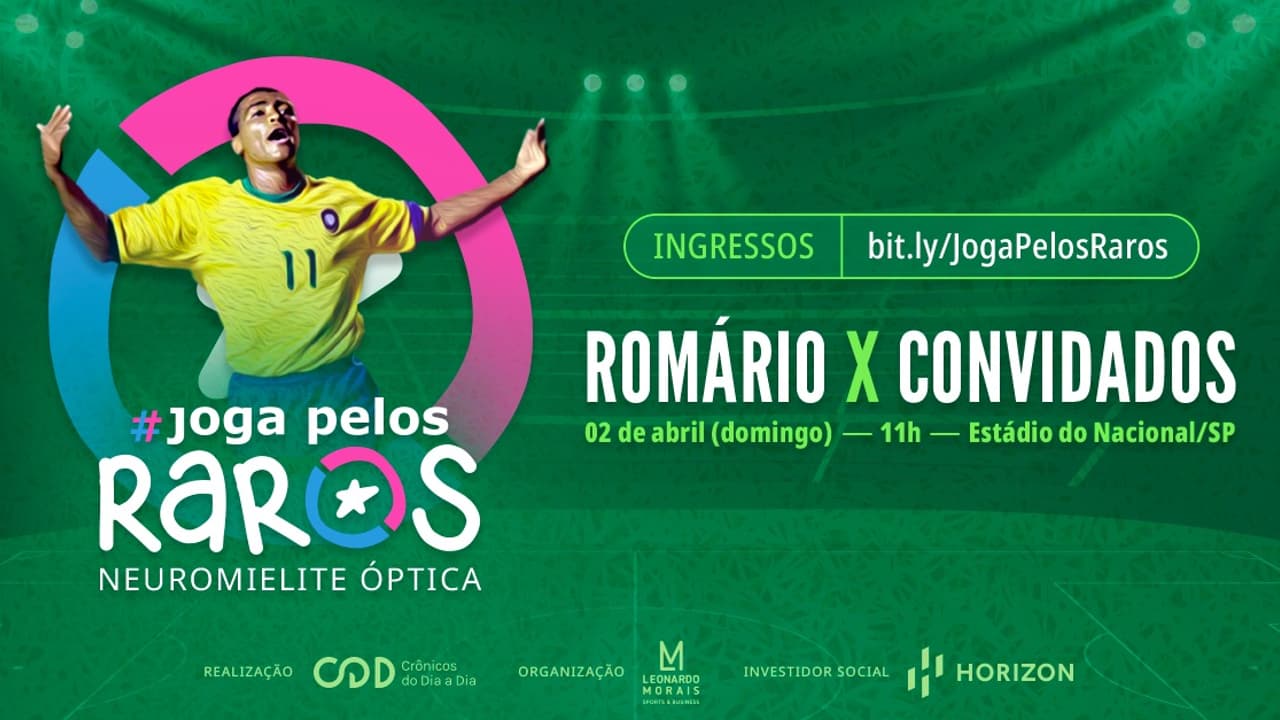 Romário participa de jogo beneficente para conscientizar a neuromielite óptica