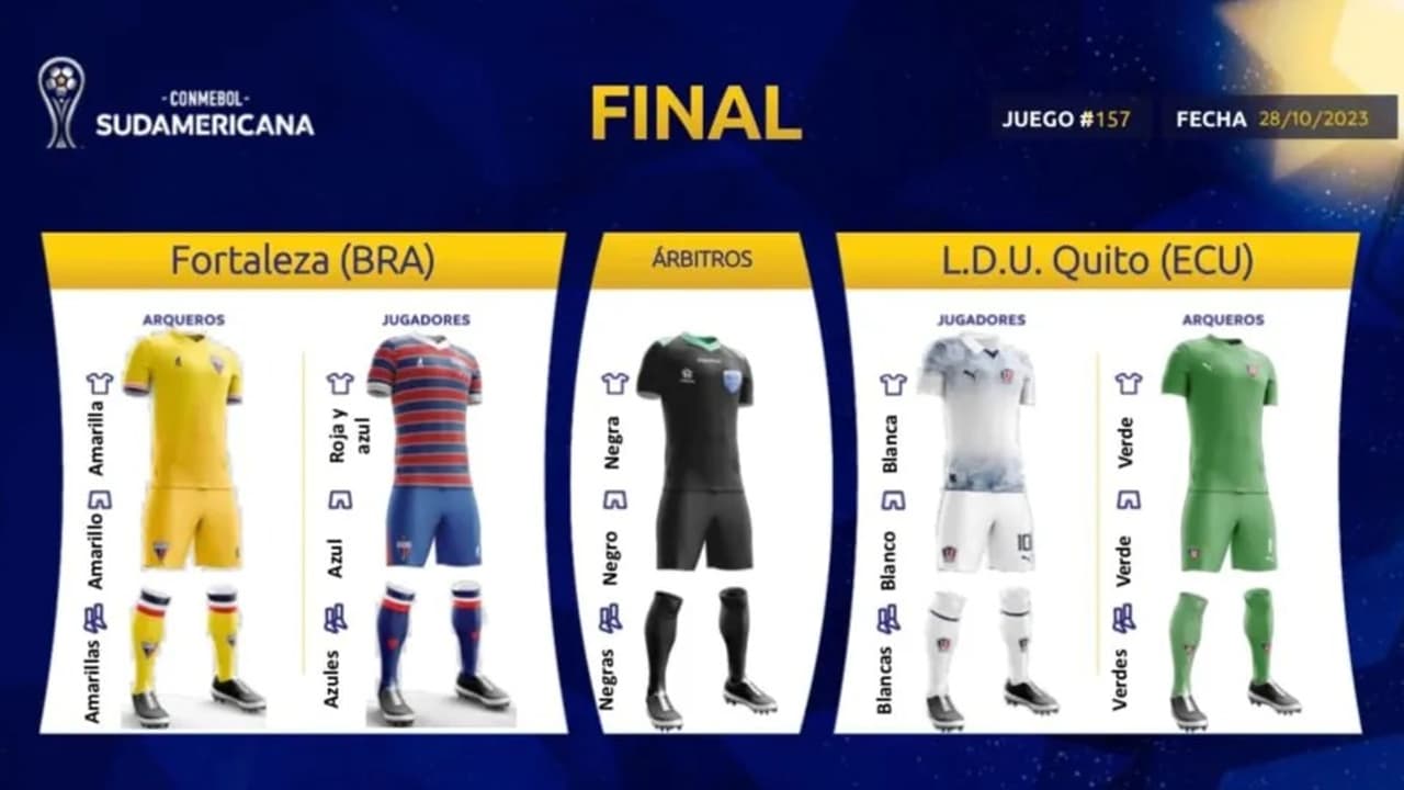 Conmebol descreve uniforme para final da Copa Sul-Americana entre Fortaleza e LDU